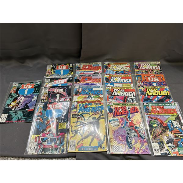 Lot of 17 Vintage Comics Team America, US1