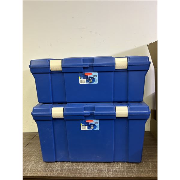 Lot of 2 Rubbermaid Hinged Tote Bins Lockable ToteLocker
