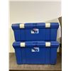 Image 1 : Lot of 2 Rubbermaid Hinged Tote Bins Lockable ToteLocker