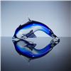 Image 1 : Murano Glass Hand Blown Cobalt Dolphin Paperweight