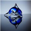 Image 2 : Murano Glass Hand Blown Cobalt Dolphin Paperweight