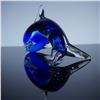 Image 3 : Murano Glass Hand Blown Cobalt Dolphin Paperweight