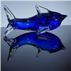 Image 4 : Murano Glass Hand Blown Cobalt Dolphin Paperweight