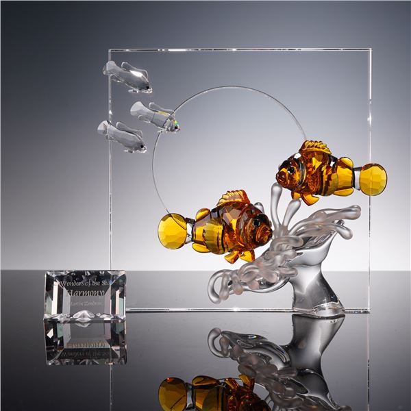 2pc Swarovski Crystal Figurines, Harmony Color 657120 and Plaque
