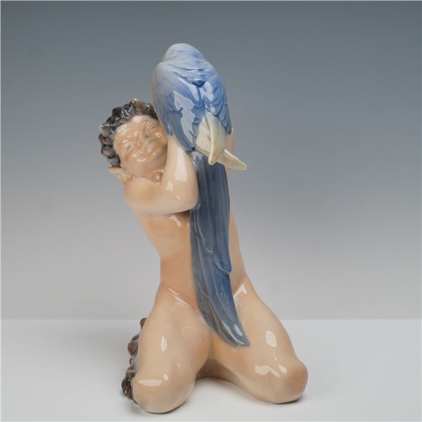 Royal Copenhagen Figurine, Faun With Parrot 752