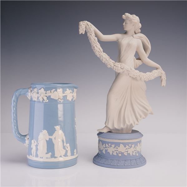 Pair of Wedgwood Greco Roman Inspired Figurine and Pitcher