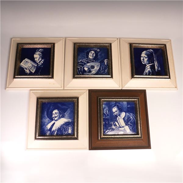 5pc Delft Style Porcelain Wall Plaques