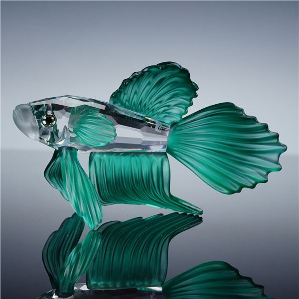 Swarovski Crystal Figurine, Siamese Fighting Fish Green