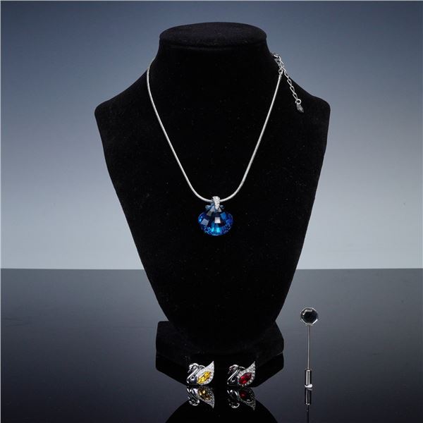 4pc Swarovski Crystal Eternity Shell Necklace and SCS Pins