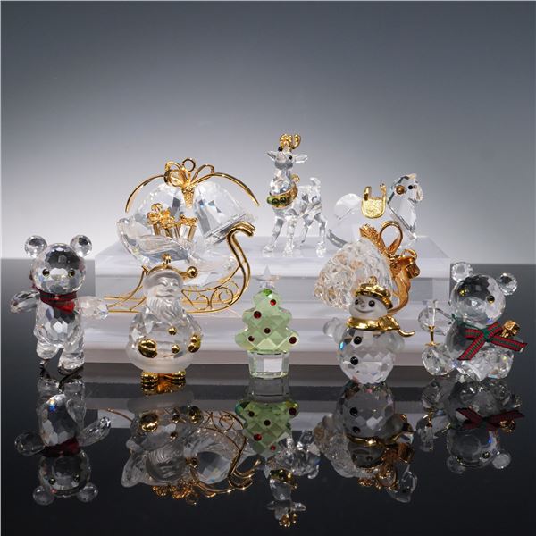 10pc Swarovski Crystal Christmas Ornaments and Figurines