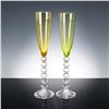 2pc Baccarat Vega Flutissimo Crystal Champagne Topaz Flutes, Original Box