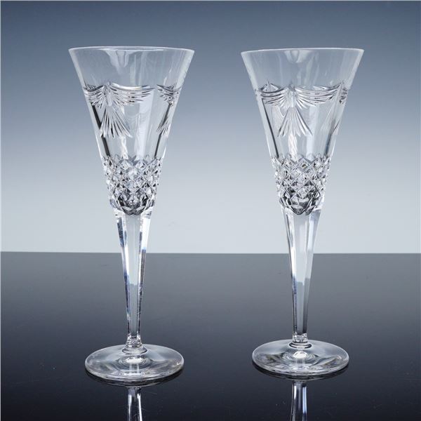 Pair of Waterford Millennium Crystal Champagne Flutes