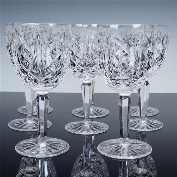 8pc Waterford Glengarriff Crystal Claret Wine Glasses