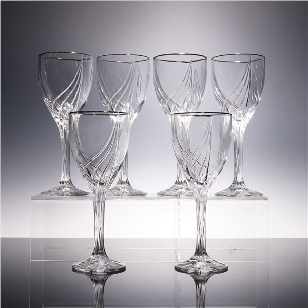 6pc Lenox Crystal Water Goblets, Debut Platinum