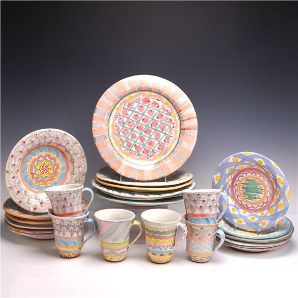 24pc MacKenzie-Childs Pottery Dinnerware Set