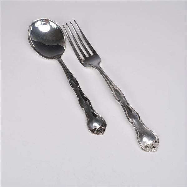 2pc Gorham Sterling Silver Fork and Round Bowl Soup Spoon, Rondo