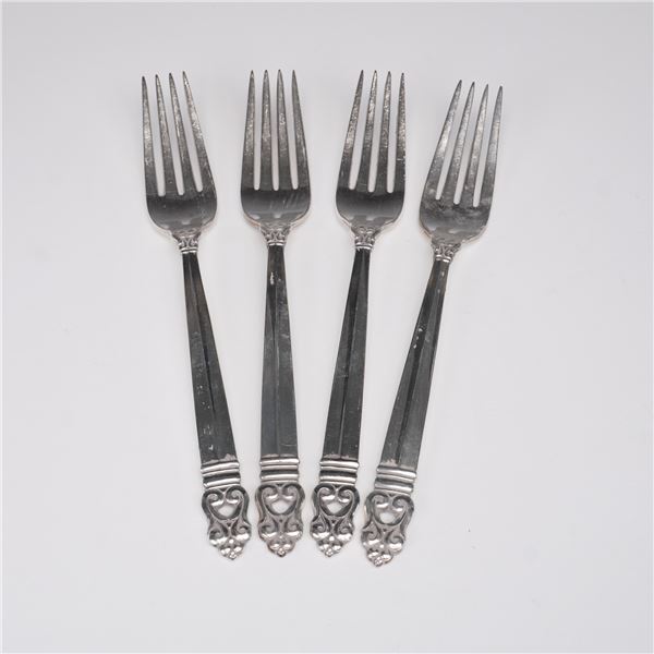 4pc International Silver Royal Danish Sterling Silver Dining Forks
