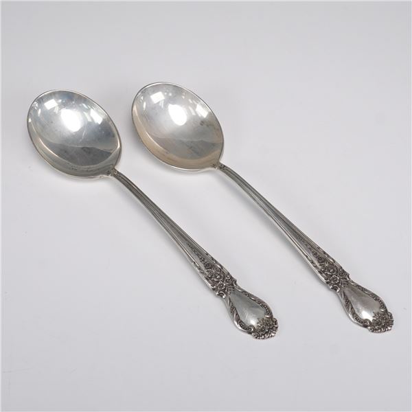 2pc International Sterling Silver Dessert Spoons, Brocade