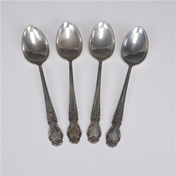 4pc International Sterling Silver Brocade Pattern Teaspoons