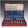 Image 1 : 48pc International Sterling Silver, Brocade Flatware Service in Wooden Case