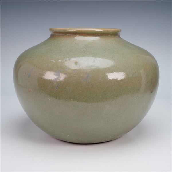 Large Green Glazed Pottery Vase