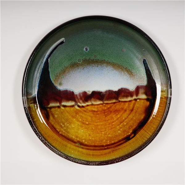 Large Size Studio Pottery Landscape Glazed Charger