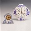 Image 1 : 2pc Royal Bonn Delft Blue and White Wall and Desk Clocks