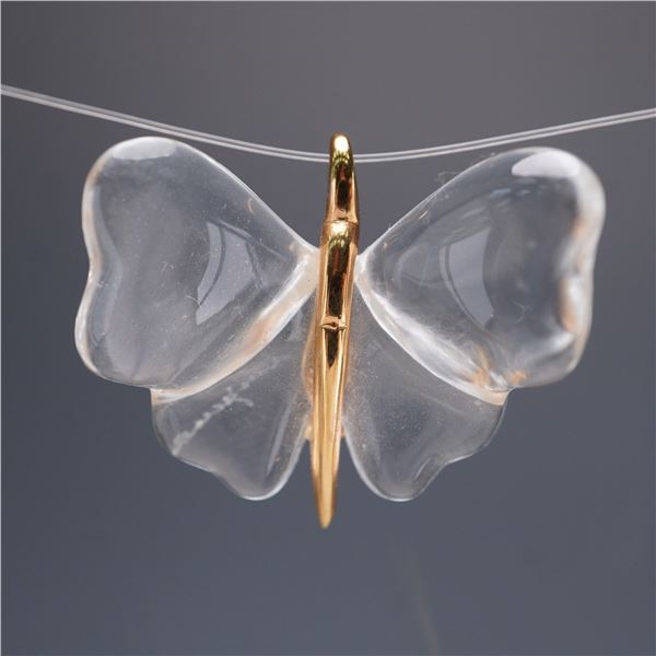 Lalique Crystal Butterfly Pendant