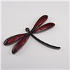Image 1 : Lalique Metal Dragonfly Pendant with Red and Pink Enamel Wings