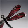 Image 5 : Lalique Metal Dragonfly Pendant with Red and Pink Enamel Wings