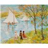 Image 1 : Silenne, Original Oil on Canvas, French Riverside Sailing, Signed