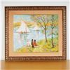 Image 2 : Silenne, Original Oil on Canvas, French Riverside Sailing, Signed