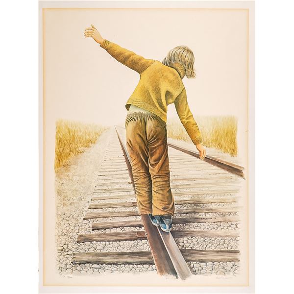 Grant B Hillman, Lithograph on Paper, Balancing on Rails, Signed & Numbered