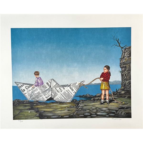 Tito Salomoni (Italian 1920-1989) Lithograph Toy Boat signed