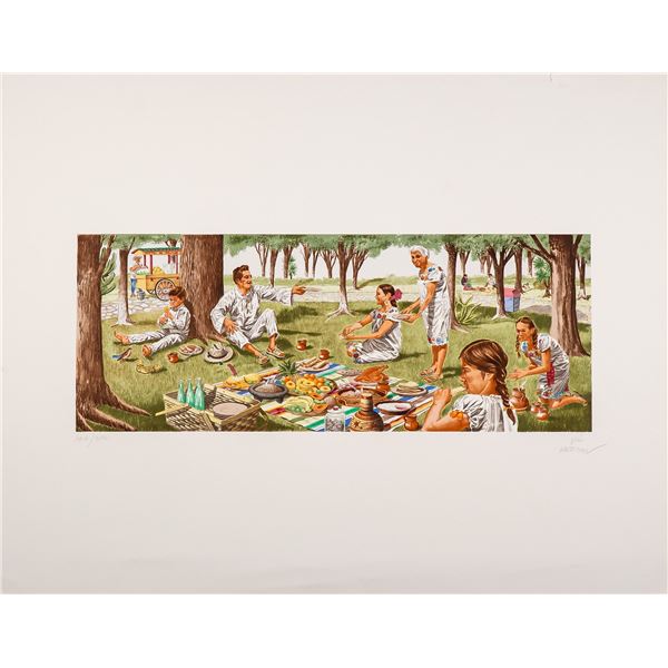 Vic Herman, Lithograph on Paper, Family Picnic, Signed & Numbered