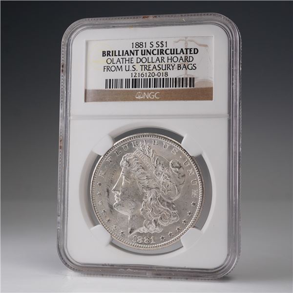 1881-S Morgan Dollar Silver Coin Olathe Hoard US Treasury NGC Graded