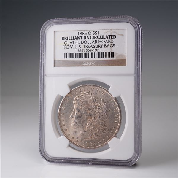 1885-O Morgan Silver Dollar NGC Graded Brilliant Uncirculated