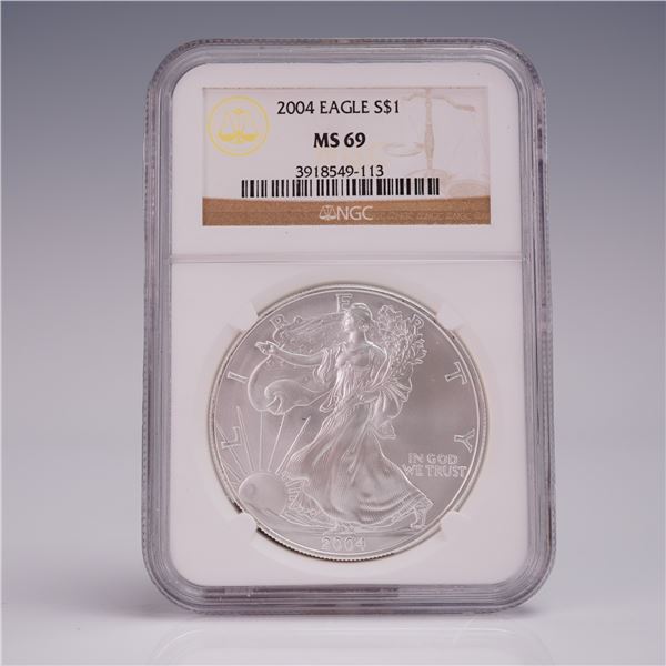 2004 American Silver Eagle Dollar Coin NGC Graded MS 69