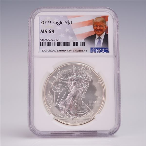 2019 American Silver Eagle Dollar Coin MSG Graded MS 69