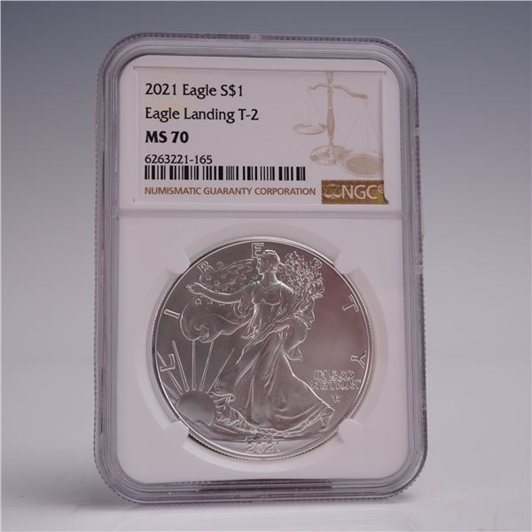 2021 American Silver Eagle Type 2 Dollar Coin NGC Graded MS 70