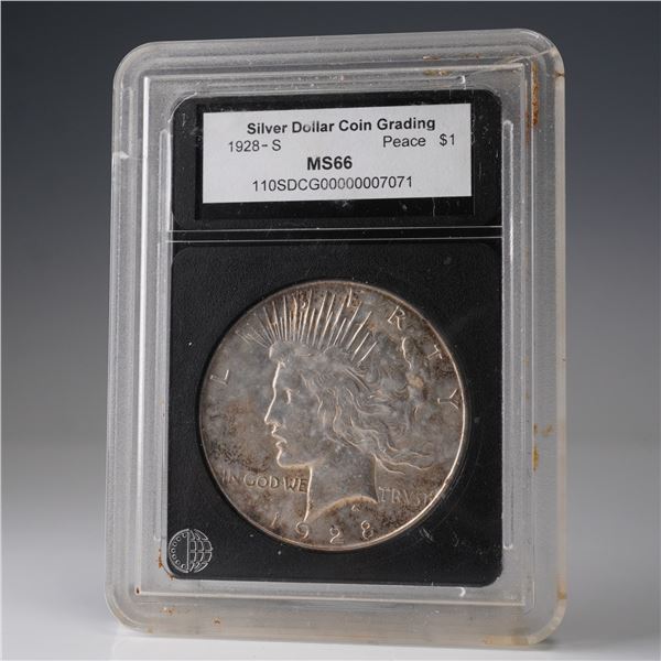 1928-S Peace Dollar Silver Dollar Coin SDCG Graded MS 66