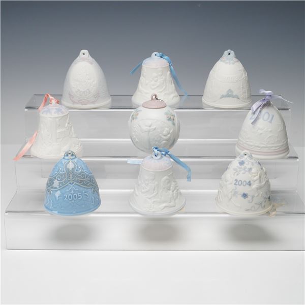 9pcs Lladro Porcelain Annual Bell Ornaments