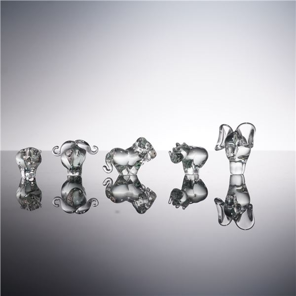 5pc Swaziland Glass Animal Figurines