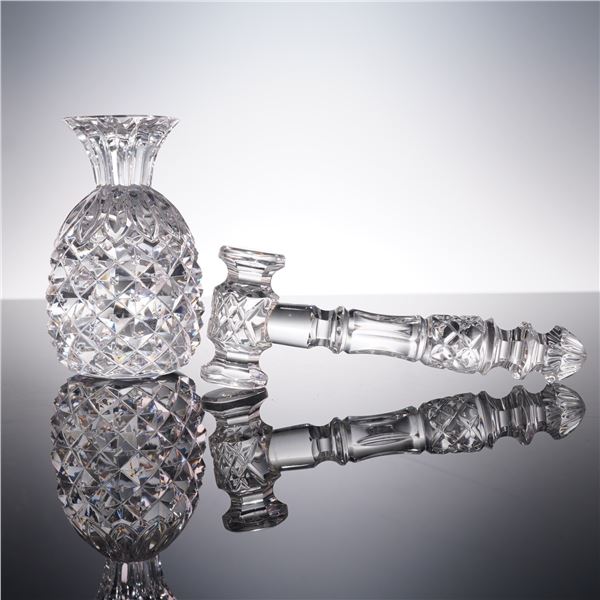 2pc Waterford Crystal Figurines, Pineapple and Gavel