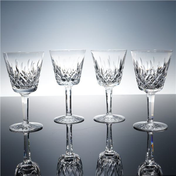 4pc Waterford Mastercraft Lismore Crystal Claret Wine Glasses