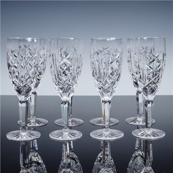 8pc Waterford Glengarriff Fluted Champagne Glasses