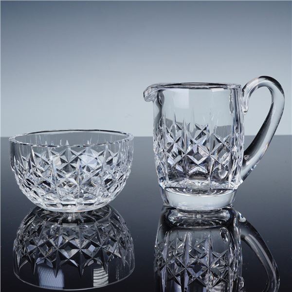 2pc Waterford Cut Crystal Sugar Bowl & Creamer Set