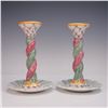 Image 3 : 3pc MacKenzie-Childs Ceramic Vase and Candle Holders