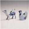 Image 1 : 2pc Delft-Style Creamers, Blue and White Ceramic Cow and Rooster
