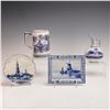 Image 1 : 4pc Collection of Delft Blue and White Tin-Glazed Earthenware Pieces